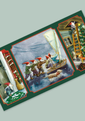 Christmas decoration (elves on ice, green)
