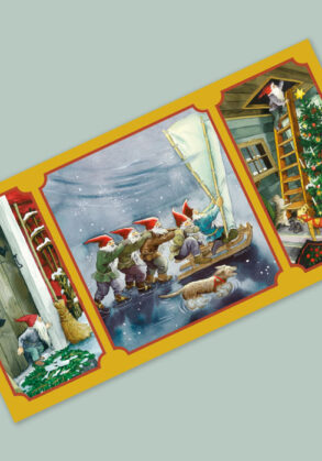 Christmas decoration (elves on ice, yellow)